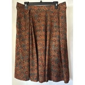 Lularoe 2XL‎ Madison Skirt Gray Rust Floral Jacquard Linen Look Pockets